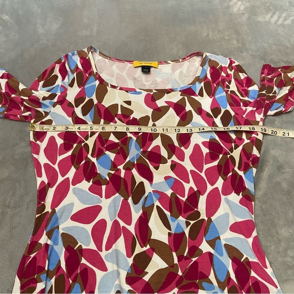 St. John Pink Brown Printed Scoop Neck Pullover Top 3278 - Picture 4 of 11